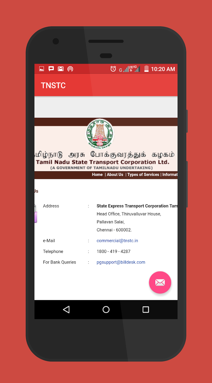 TNSTC Bus Booking Screen 2