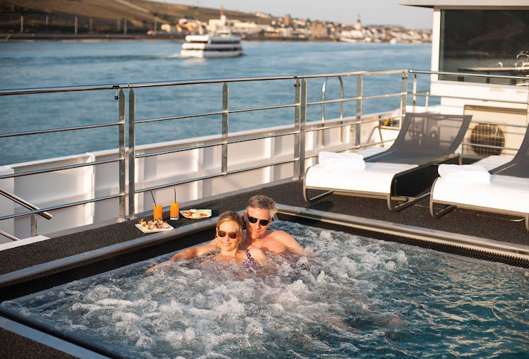 The Vitality Pool on the luxury river ship Scenic Jasper. 