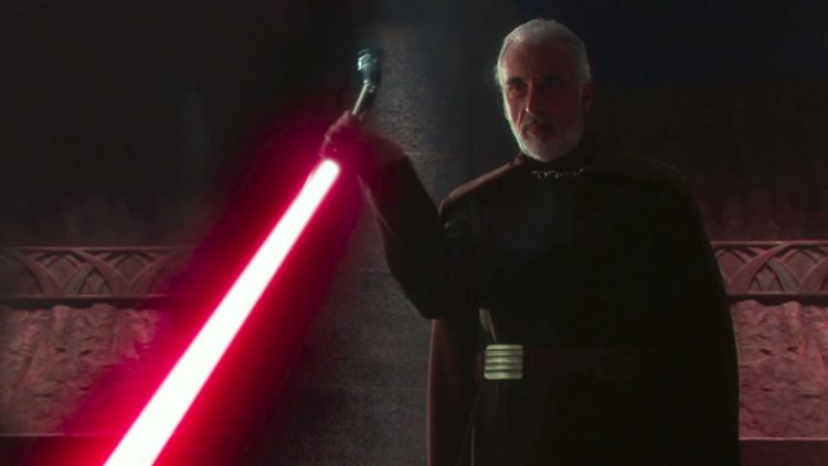 Count Duku holding his light saber