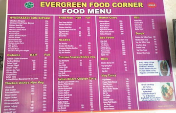 Ever Green Food Corner menu 