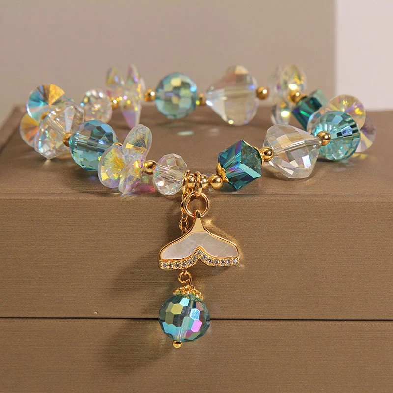 Pulseira de cristal feminina estilo fada Mori, moda coreana. Adicione um toque mágico e delicado ao seu visual, perfeito para o dia a dia.