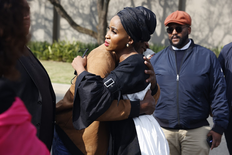 Joburg mayor Mpho Phalatse and council speaker Vasco Da Gama during a visit to the home of former mayor Mpho Moerane to pass their condolences to the family. Moerane succumbed to his wounds on Wednesday after being involved in a car accident last week.