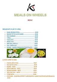 K's Meals On Wheels menu 1