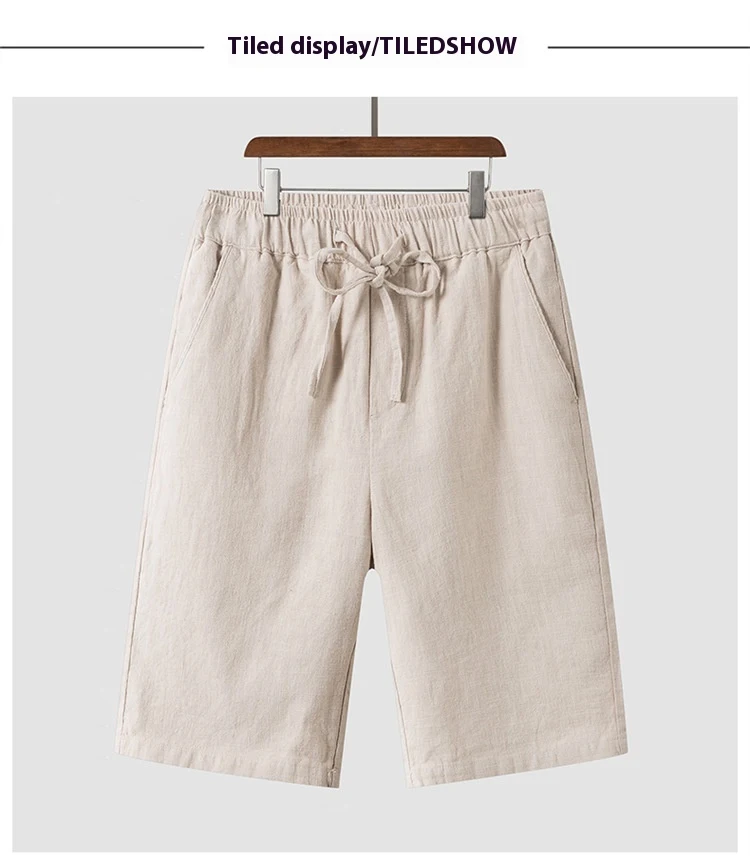 Title 2, Pantaloncini in Lino Uomo Casual Larghi Cropped...