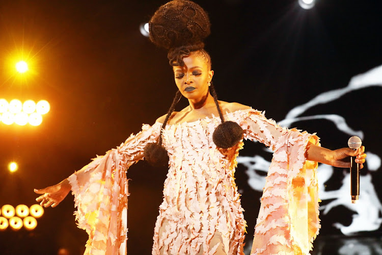 Singer and social activist Simphiwe Dana during a performance at the Joburg Theatre. Dana's show, titled Moya, is about healing and remembering the meaning of life.