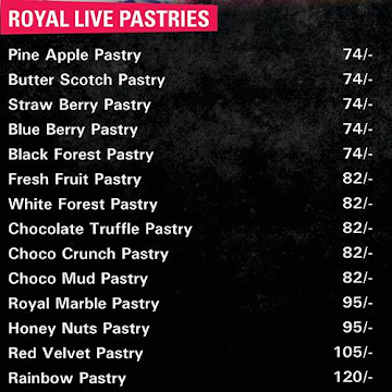 Royal Live Bakery menu 