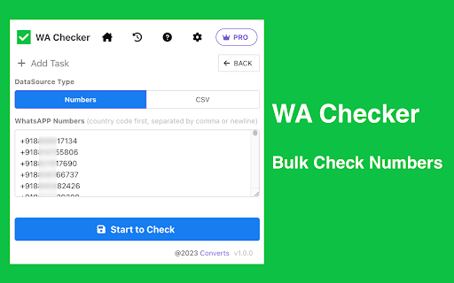 WA Bulk Checker - Check, Verify & Filter WA Number