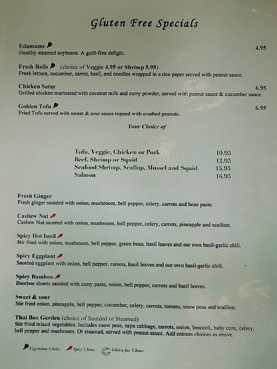 Menu as of July 2019, 1 of 2