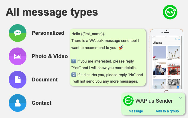WAPlus Sender - WA Message Web Sender chrome extension