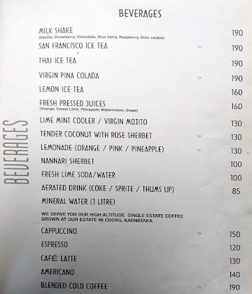 Azzuri Bay Restaurant menu 