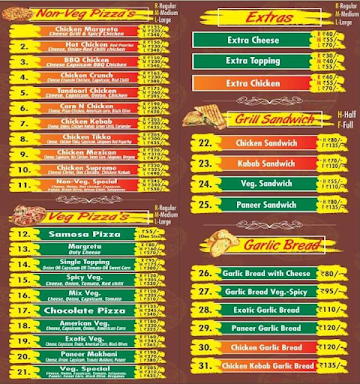 PizzArea menu 