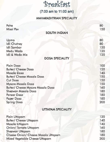 Twist In Flavours menu 