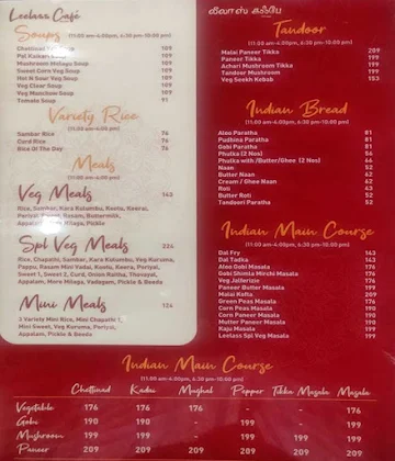 Leelass Cafe menu 