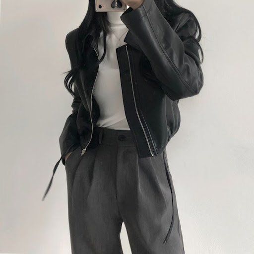 Title 8, Lapel zipper loose casual short leather coat pr...