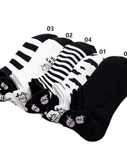 Apparel Accessories Keep Warm Cartoon Cow Boat Socks Sock... - 1