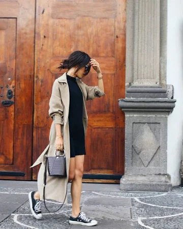 Dress with a trench coat