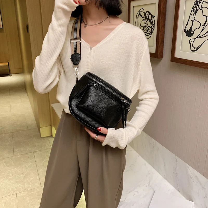 Casual zachte leren crossbody tas met één schouder en zadelvorm, perfect voor dagelijks gebruik, comfortabel en stijlvol
