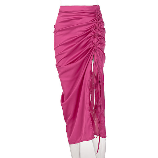 Title 2, Sleek Drawstring Ruched Slit Zip Slim Skirt. Ac...