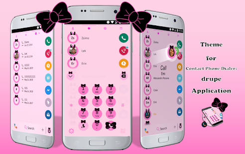 Ribbon Black Pink Contacts & Dialer Phone Theme - náhled
