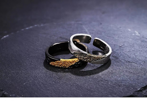 Title 8, Gold Simple Black With Opening Ring Minimalist ...