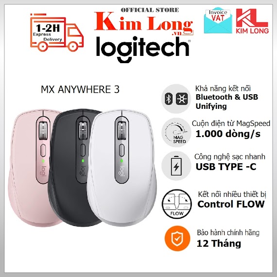 Chuột Logitech Mx Anywhere 3S / Anywhere 3 / For Mac - Kết Nối Không Dây Bluetooth - Bảo Hành Chính Hãng 12 Tháng