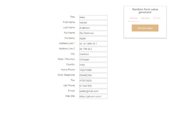 Random form data chrome extension