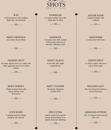 South Bombay Bar menu 