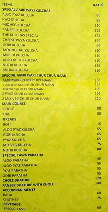 Kulcha N Chur Chur Naan Wala menu 