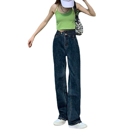 Title 3, Womens Retro Loose High Waist Slim Mopping Jea...