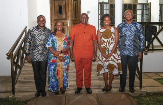 General Francis Ogolla , his Wife Aileen Kathambi Ogolla, Son and daughter in a picture with President William Ruto