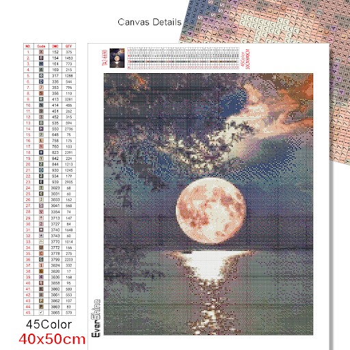 Title 9, 5D DIY Moon Full Square Diamond Embroidery Land...
