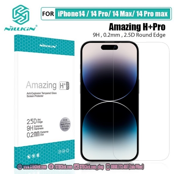 Kính Cường Lực Iphone 14 Pro Max - 14 Pro - 14 Plus - 14 Nillkin H+Pro 0.2Mm Chính Hãng