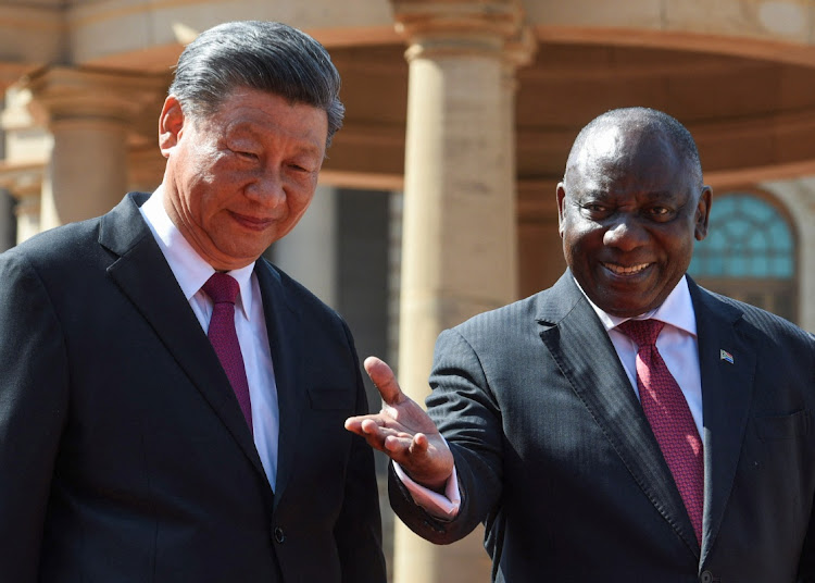 Cyril Ramaphosa welcomes China's President Xi Jinping at the Union Buildings ahead of the opening remarks of the Brics summit. Picture: ALET PRETORIUS