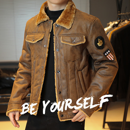 Title 1, Fleece Lapel Warm and Windproof Mens Jacket. S...