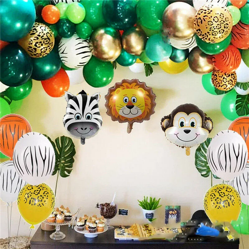 Ensemble de ballons tigre vert foncé pour décoration de fête. Transformez votre événement en une jungle festive avec ces ballons originaux.