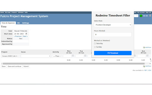 RedMine Timesheet Filler