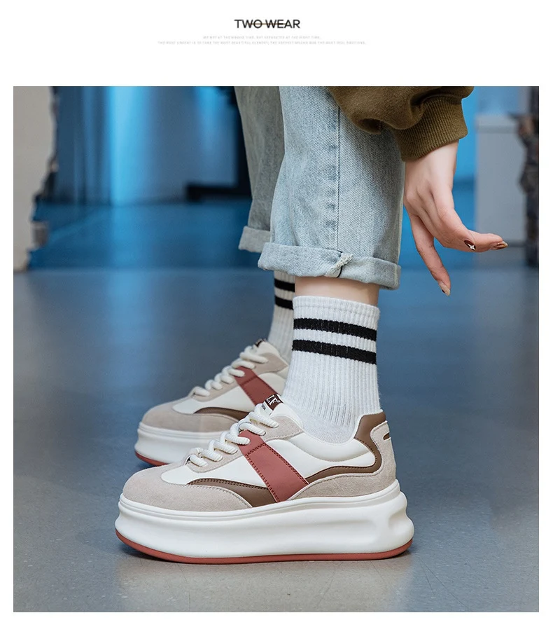 Title 14, Zapatos Blancos Retro con Plataforma Gruesa y T...