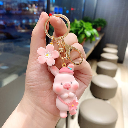 Title 13, Cherry Blossom Pig Personality Creative Keychai...