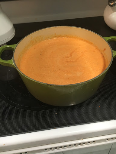 Carrot Soup in the Pot. Just blended. 