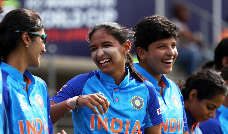 India captain Harmanpreet Kaur after of the anthems ahead of the ICC Women's T20 World Cup Group B match against Ireland at St George's Park in Gqeberha on February 20 2023.