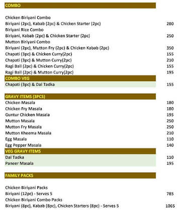 Chickpet Donne Biryani Corner menu 