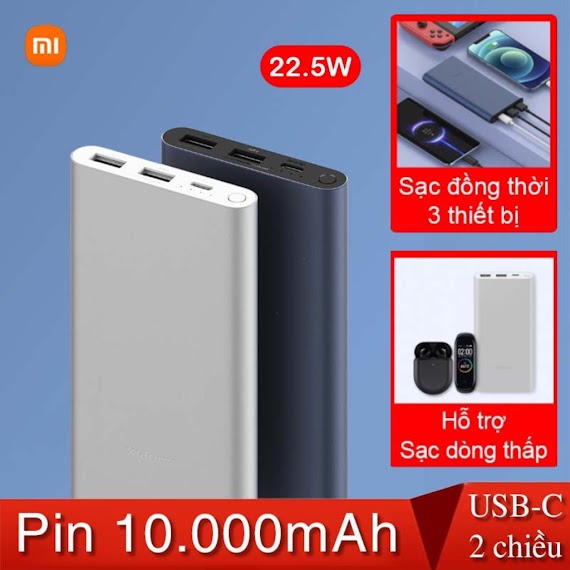 Pin Sạc Dự Phòng 10000Mah Xiaomi Bản Sạc Nhanh 18W Gen3 Plm13Zm / 22.5W Pb100Dzm