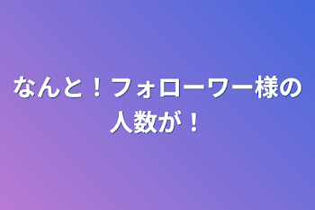 なんと！フォローワー様の人数が！