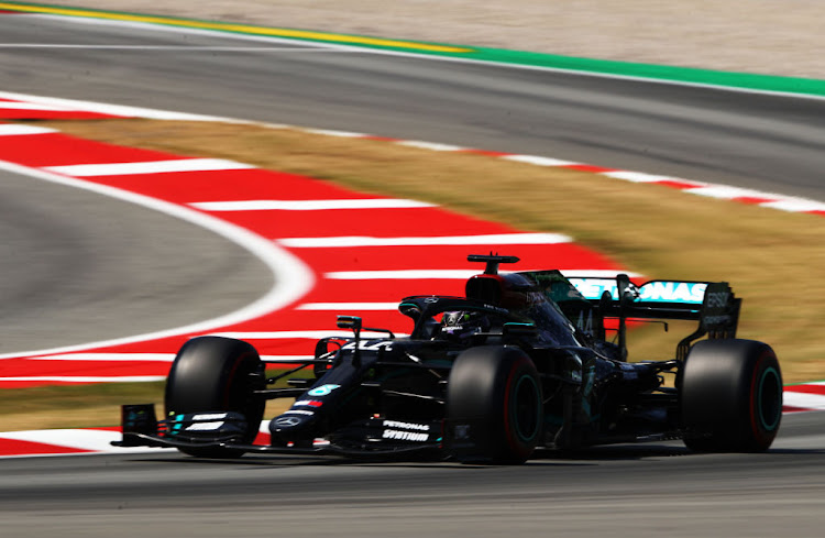 Lewis Hamilton of Great Britain driving the (44) Mercedes AMG Petronas F1 Team Mercedes W11 on track during qualifying for the F1 Grand Prix of Spain at Circuit de Barcelona-Catalunya on August 15, 2020 in Barcelona, Spain.