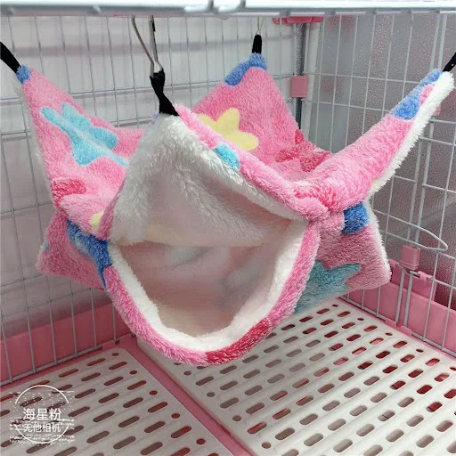 Small Animal Hammock Coral Fleece+Arctic Fleece Pet Hanging Hammock Hamster Ferret Rat Squirrel Cage Nest Warm Beds Hous
