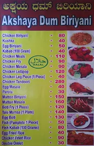 Akshaya Dum Biriyani Mane menu 1