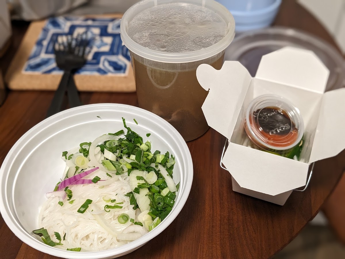 Beef pho (separate packaging to keep noodles from getting soggy)