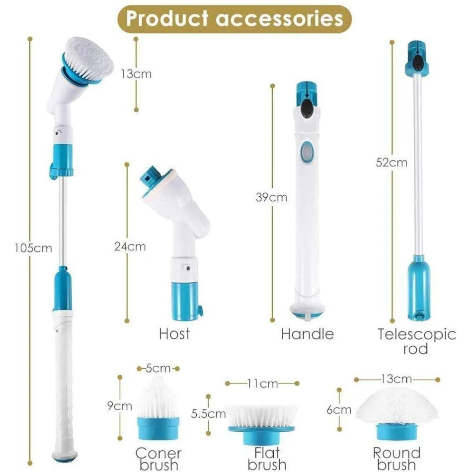 Wireless Rechargeable Electric Cleaning Brush with Long Handle and Automatic Rotation provides effortless and effective 