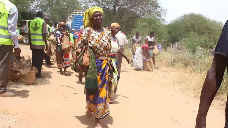 Ngomeni residents receiving food donations on Wednesday, February 24.