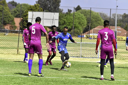 Highlands Park players during training at Balfour Park, Johannesburg, yesterday as they prepare for Saturday's MTN8 final against SuperSport United at Orlando Stadium. /Lefty Shivambu/Gallo Images